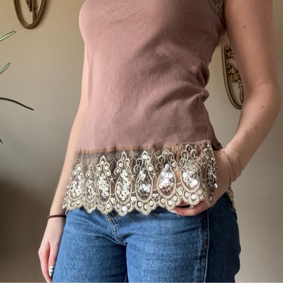 Y2K Licorice Cotton Lace Tank Top - Picture 7 of 8